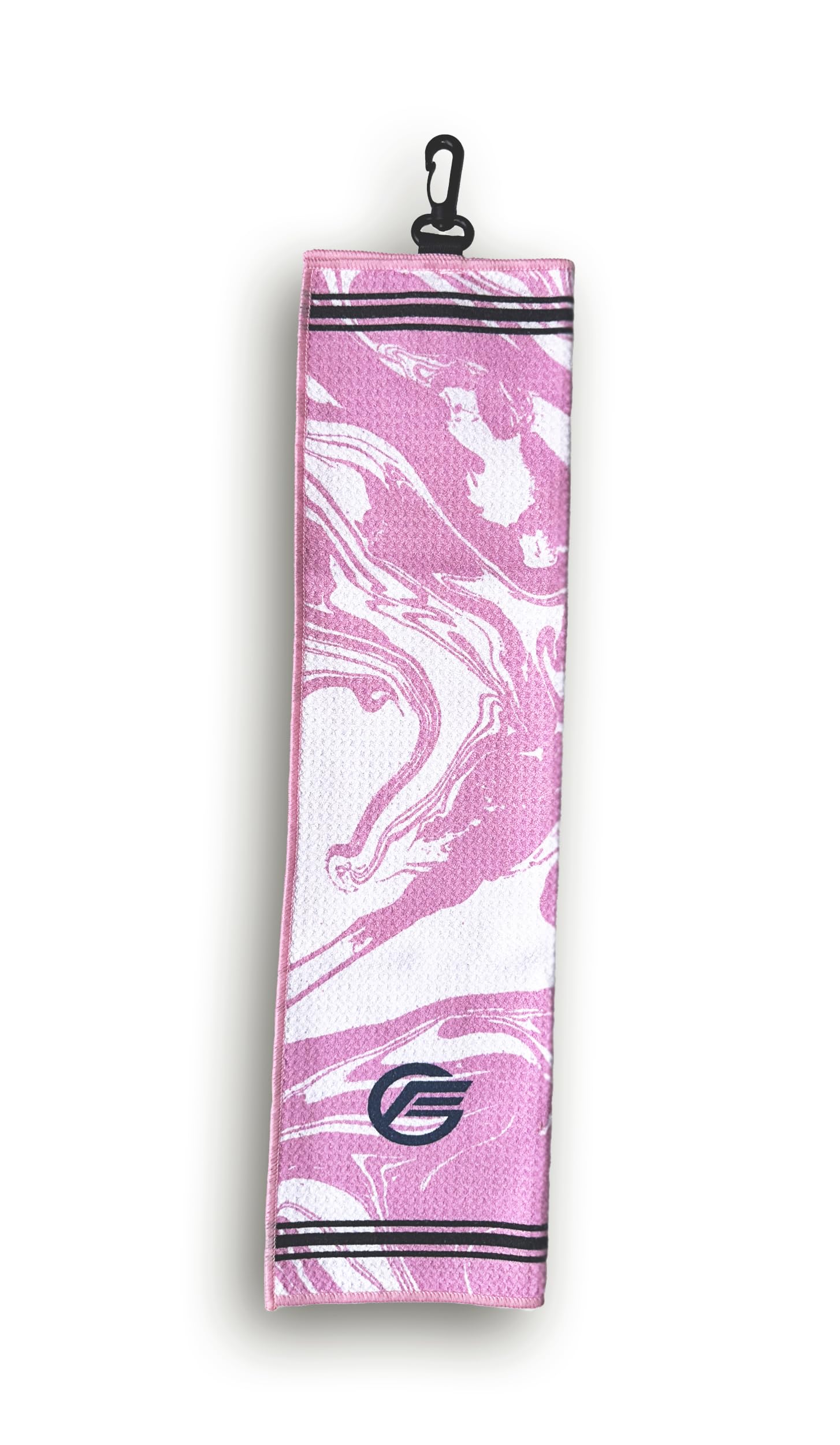 Wing Golf Marble Patterned Golf Towel with 360 degree Carabiner Clip, 50 x 30 cm | Trifold Golf Towels for Golf Bags with Clip - Ideal Golf Bag Accessories, Pink