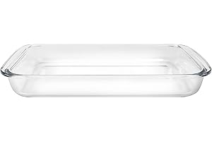 Bovado USA 9" x 13" Inch Glass Oven Baking Dish | High-Grade Borosilicate Glass | 3 Qt Capacity | Nonstick, Dishwasher Safe, Freezer-to-Oven Casserole Pan | No Lid