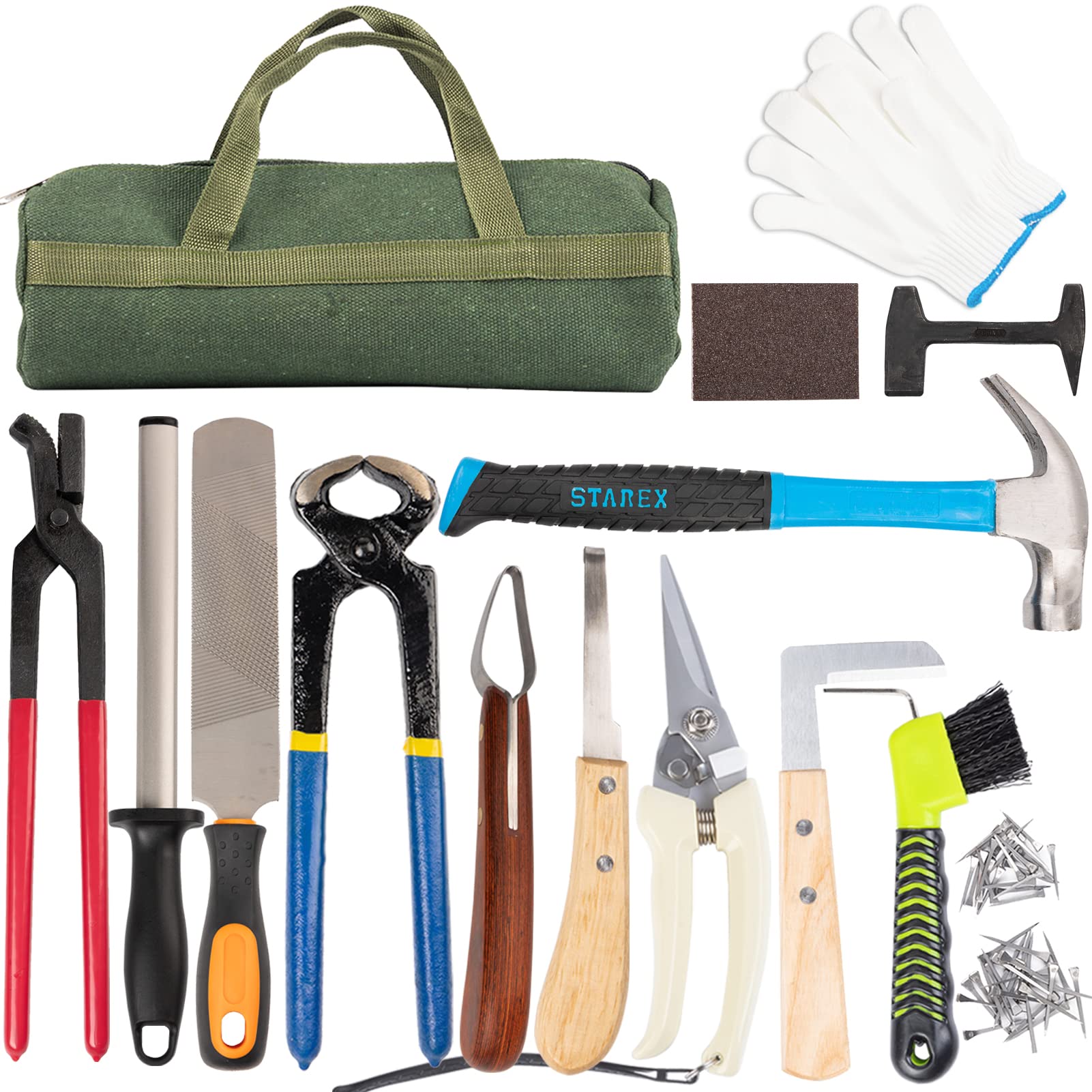 Photo 1 of capuca Farrier Tools Horse Hoof Trimmers - 64PCS Goat Hoof Trimmers Kit 8 Inch Hoof Rasp Nippers Pick Knife Cutter Buffer Hammer Brushes with Hoof Knife Sharpener for Pigs