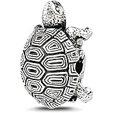 JewelryWeb 12.25mm 925 Sterling Silver Reflections Oxidized Tortoise Hinged Bead Charm Pendant Necklace for Women