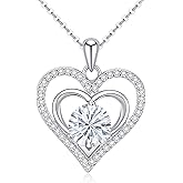 AGQWR Jewelry Gifts for Women, Moissanite Heart Necklace 1-2Carat - Birthday Gift for Wife, Anniversary Necklace for Women, Christmas Valentine's Day Mother's Day Fine Jewelry Romantic Gifts for Her