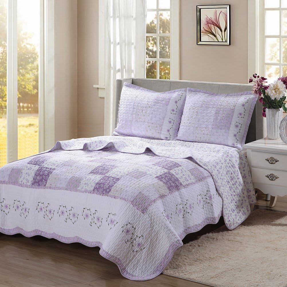 Cozy Line Home Fashions Love of Lilac Bedding Quilt Set, Light Purple
