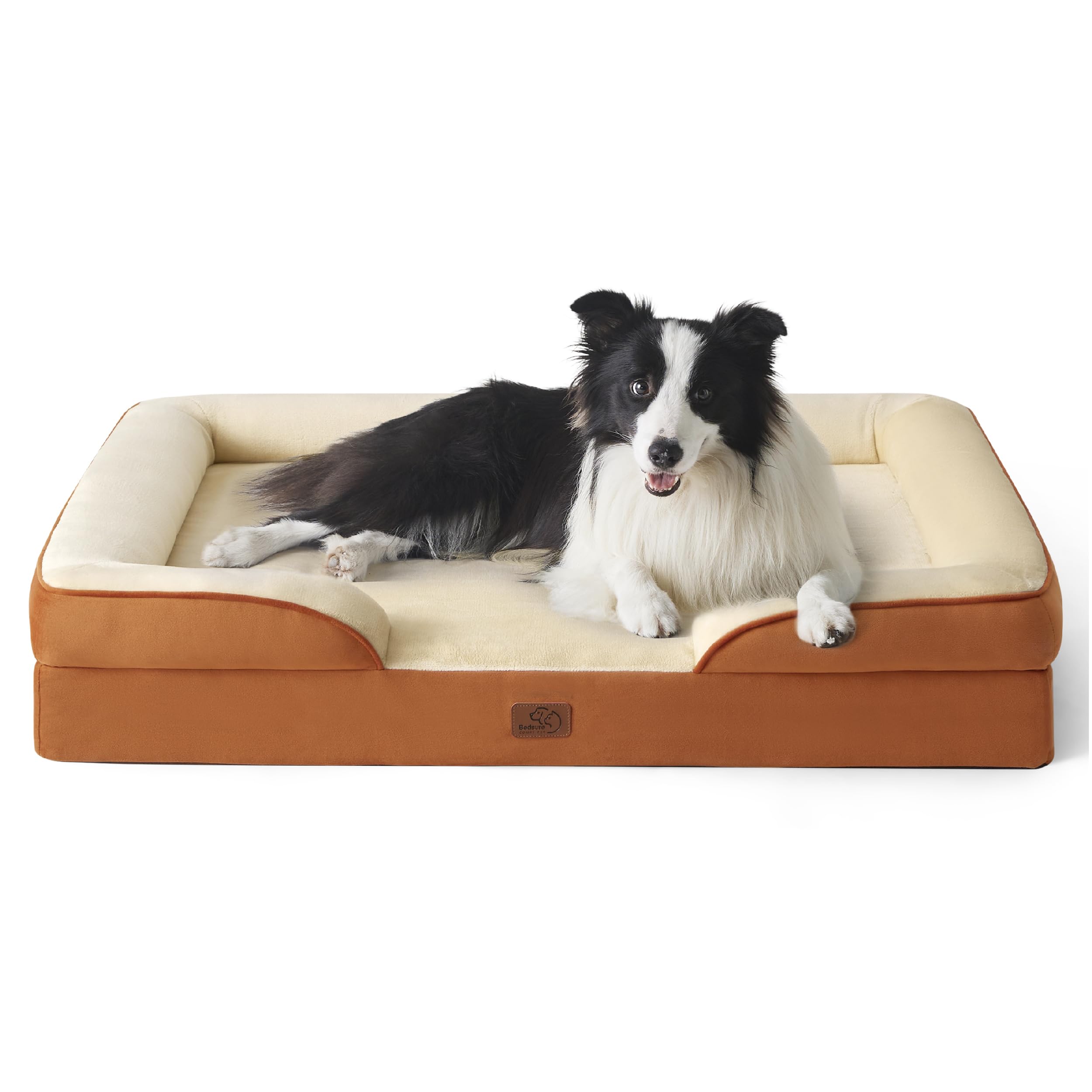 Photo 1 of Bedsure Orthopedic Dog Beds Large Sized Dog - Washable Large Dog Cat Bed Waterproof, Comfort Dogs Couch Sofa with Washable Removable Cover, Pet Bed with Nonskid Bottom, Ember Clay, 35"