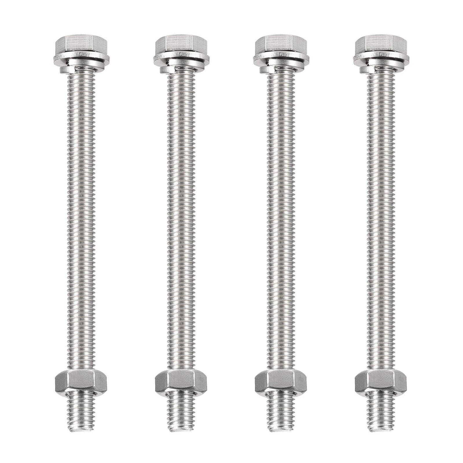 TA-VIGOR 4Pcs M10 x 30mm Hex Head Screws Bolts, Nuts, Flat & Lock Washers Kits, Fully Thread Hexagon Bolts, High Tensile Cap Screws for Metal Work, Automotive Machinery, Bike Motorcycles Repair — image 1