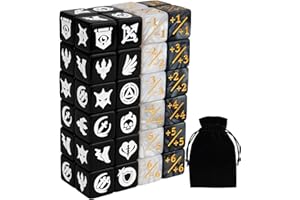 ORUNI 48 Pieces MTG Dice Counters Icon Abilities Keywords Counter Plus 1 Life Buff Tokens Dice Set for TCG Magic Cards Game Accessories, Black