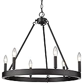 Golden Lighting 1017-6 BLK Alastair Chandelier, 6 Light, Matte Black