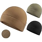 Cutecrop 3 Pcs Waterproof Fleece Watch Cap Winter Warm Military Skull Beanie Hat Outdoor Tactical Microfleece Beanie for Men Multicolor
