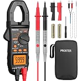 Proster Digital Clamp Meter 6000Count 800A AC/DC Current LPF LOZ Multimeter | AC/DC Voltage Multi Tester Auto-range TRMS NCV Continuity Capacitance Resistance Frequency Diode Test 28mm Jaw Opening