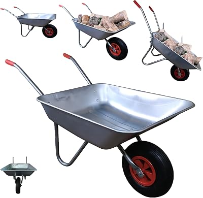 Samuel Alexander 65 Litre Galvanised Wheelbarrow 60kg Capacity Heavy Duty