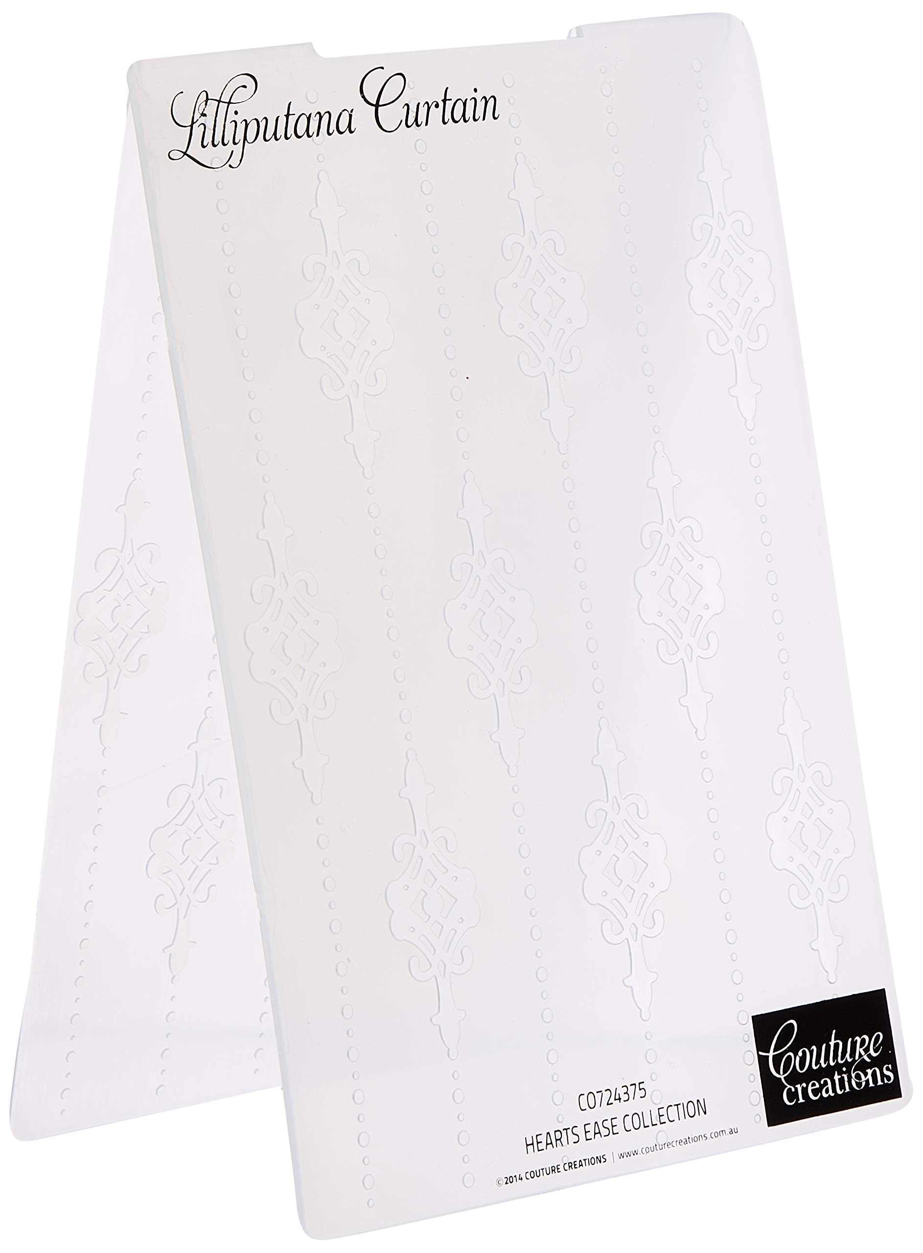 Couture Creations "Lilliputana Curtain" Hearts Ease Embossing Folder, Transparent, 5 x 7-Inch