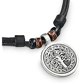 HANA LIMA Tree of Life Pendant Leather Necklace – Handmade Pewter Unisex Jewelry with Coconut Beads, Adjustable Sliding Closure, Symbolic Boho Surfer Style Necklace – Made in Germany