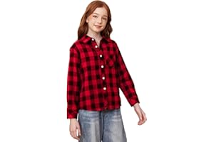 SANGTREE Womens and Girls Long Sleeve Flannel Shirt Casual Button Down Plaid Shirts, 3 Months - Adult 2XL