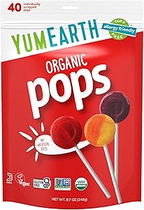 YumEarth Organic Pops Variety Pack, 40 Fruit Flavored Favorites Lollipops, Allergy Friendly, Gluten Free, Non-GMO, Vegan, No 