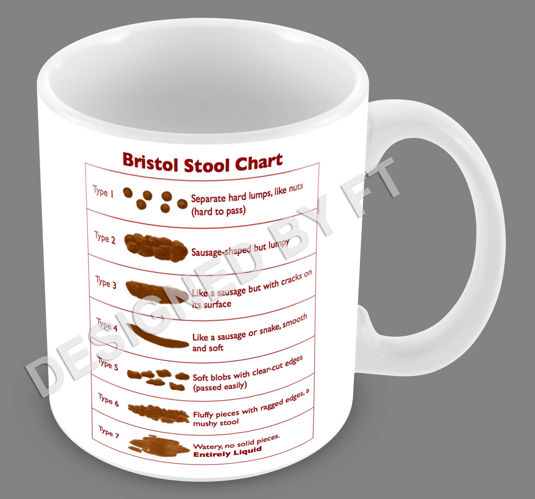 FlyingTurtles Bristol Stool Chart Ceramic White 11oz Mug - Ideal for Nurses and Medical Students by FT