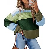 Saodimallsu Womens Color Block Cropped Sweaters 2025 Winter Trendy Casual Oversized Y2k Going Out Striped Pullover Tops