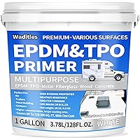 EPDM and TPO Primer White, Multi-Purpose RV Roof Primer, Use on Rubber, Wood, Fiberglass, Concrete, Metal, High-Performance B