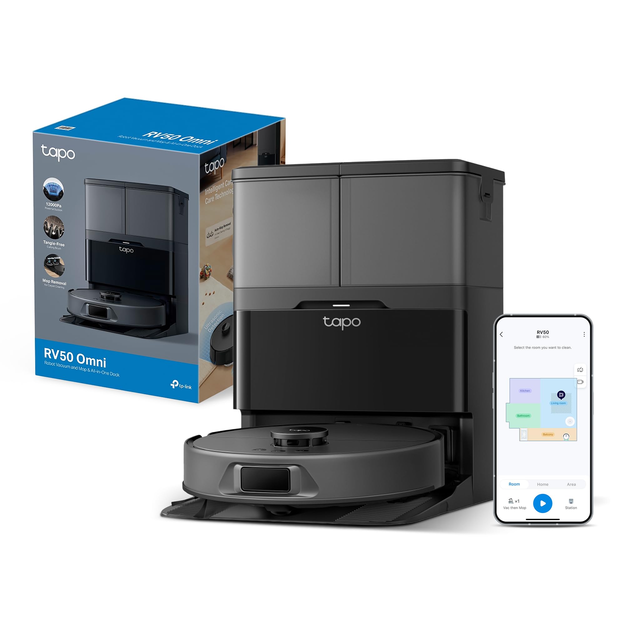Tapo RV50 Omni robot vacuum with mop at...