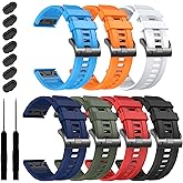 EZMVZKU 22mm Quickfit Sport Band for Garmin Fenix 8/8Pro 47mm/Fenix 7/7 Pro/6/6 Pro/5 Plus,Silicone Watchband Strap for Forerunner 970 965 955/Approach S70/quatix 8/tactix 8 47mm/Descent G2/G1 Solar