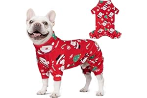 KYEESE Christmas Dog Pajamas Santa Claus Turtleneck Dog Pjs for Small Dogs Holiday Pet Onesie Soft Velvet 4 Legs Cozy Pet Sleepwear Warm Doggie Christmas Outfit, Large