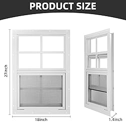 Shed Windows 2 Pack 18" W x 27" H Flush Mount White