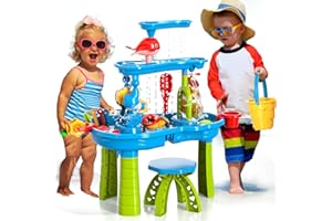 Doloowee Water Table Toy for Kids, 3 Tier Outdoor Water Sand Table, Kids Water Play Table, Activity Table Summer Outdoor Toy on Beach Backyard for Kids Toddlers 1-3 Age 3-5 Up