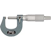 Mitutoyo 115-253, 0-1 X .0001 Spherical Anvil and Spindle Micrometer, Ratchet, with Digit Counter