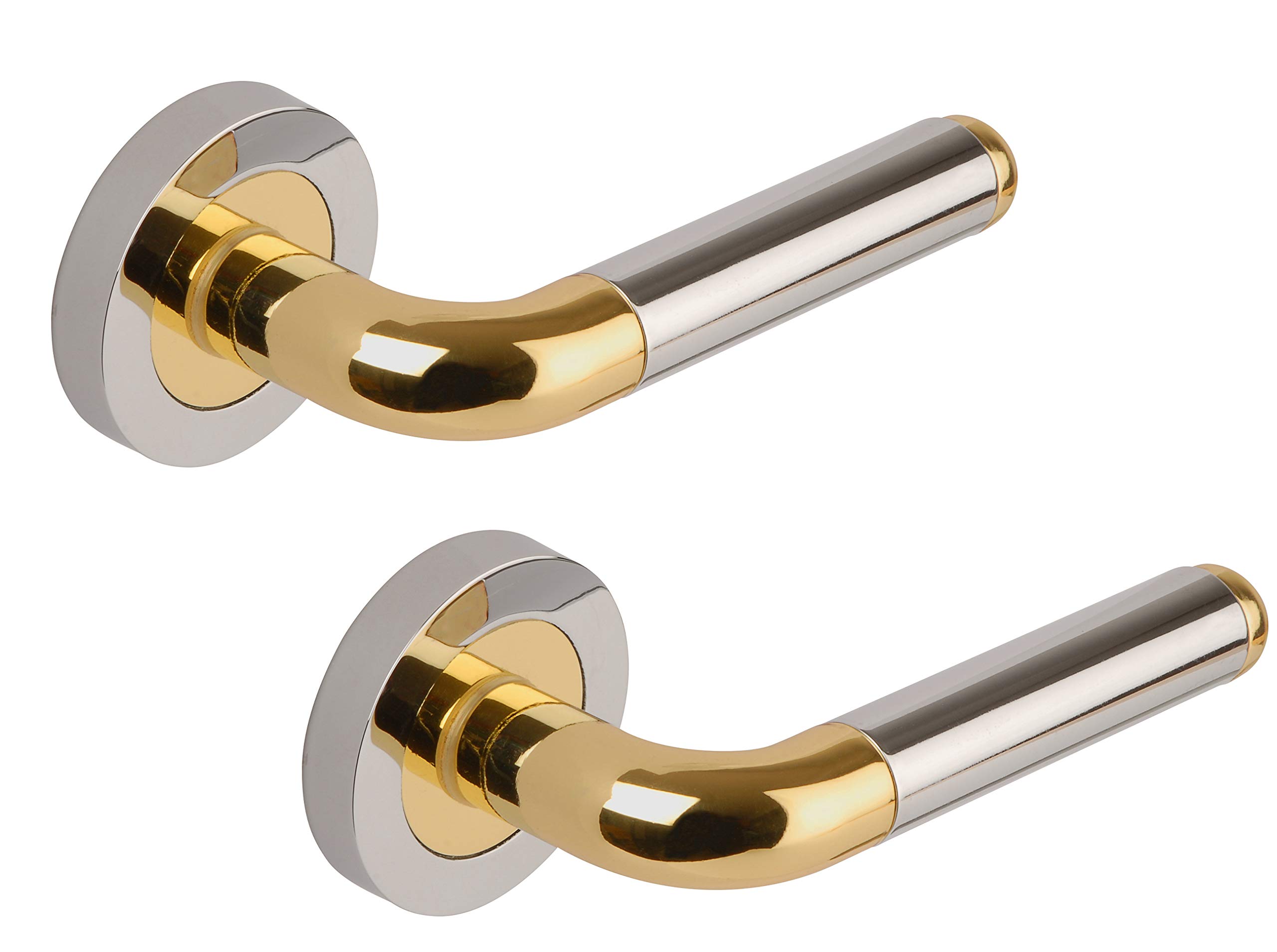 Excel DH3630 Orbit Passage Door Handles on Round Rose, Duel Polished Chrome/Polished Brass,16.4 x 12.2 x 6.2 cm