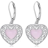 Heart Filigree Earrings 925 Sterling Silver Filigree Rose Quartz Peridot Black Onyx Earrings Dangle Filigree Jewelry Gifts for Women