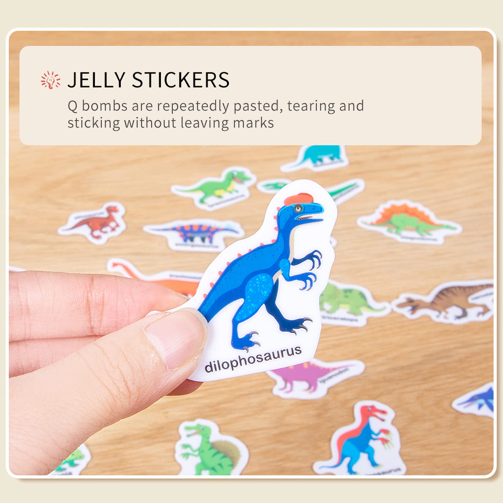 MIKNEKE 6 Pack Jelly Reusable Sticker Books for Toddlers 1-3 2-4 Years, Portable Travel Toys Sticker Activity Book for Kids 2 3 4 Year Old Girls Boys, Animal Insect Dinosaur Ocean Space Car