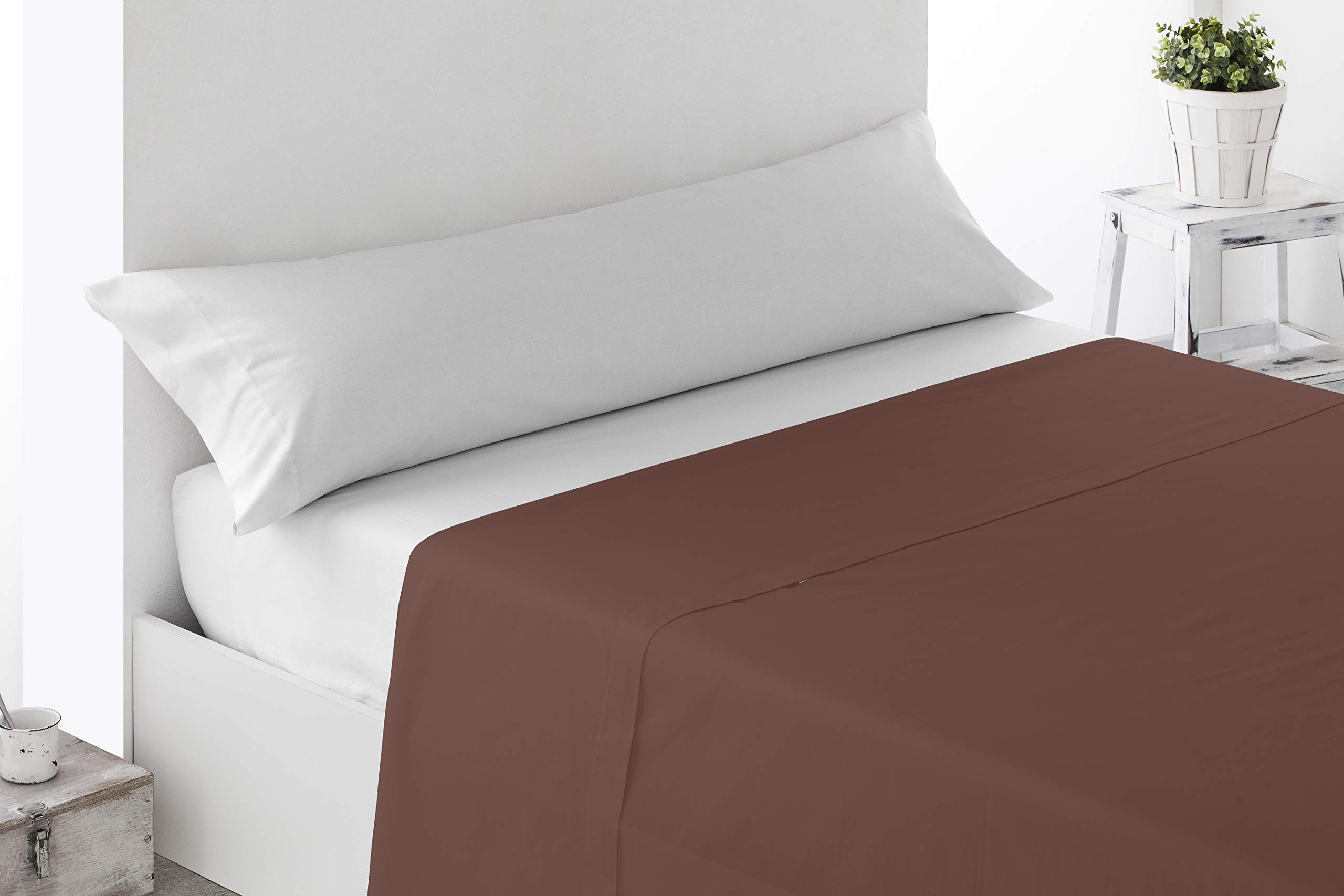 Miracle Home Soft & Comfortable 50% Polyester Fitted Sheet Chocolate Brown 105cm