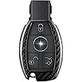 Real Carbon Fiber Key Fob Cover Compatible with Mercedes Benz,T-carbon Key Fob Protector Fits for Benz A B C E S G M V Class CLA CLS GLA GLC GLE GLK GL GLS SL SLK SLC M R Remote Key Case (Black)