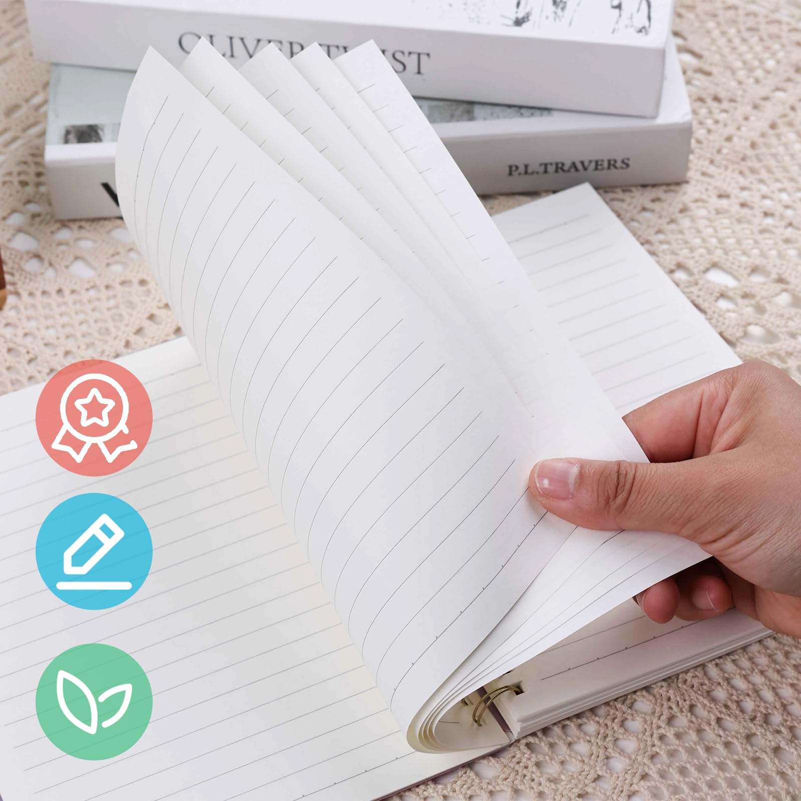 Koogel 4PCS Spiral Notebooks A5, College Ruled Notebooks Spiral Notebooks Hardcover for Gift Office School Supplies