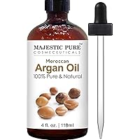 MAJESTIC PURE Moroccan Argan Oil for Hair, Face, Nails, Beard & Cuticles - for Men and Women - Pure & Natural, 4 Fl Oz