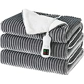 Electric Heated Blanket Twin Size, Washable Blanket Warmer for Home for Adults, Fast Heating, Super Cozy Soft Flannel 62" x 84", 9 Heat Levels, 1-9H Auto-Off, ETL Certified, Silver