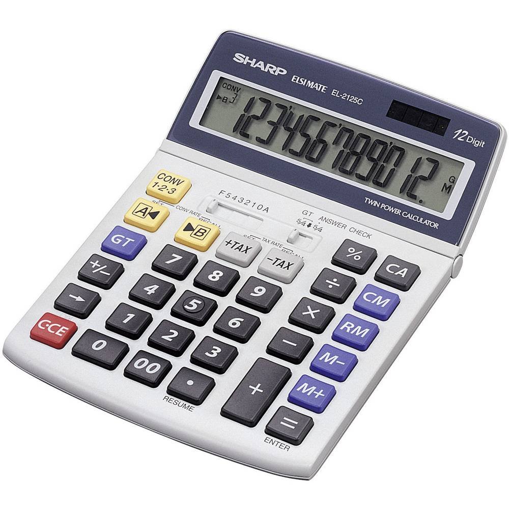Sharp EL 2125 C Answer CheckFeature, Desktop Calculator, Grey
