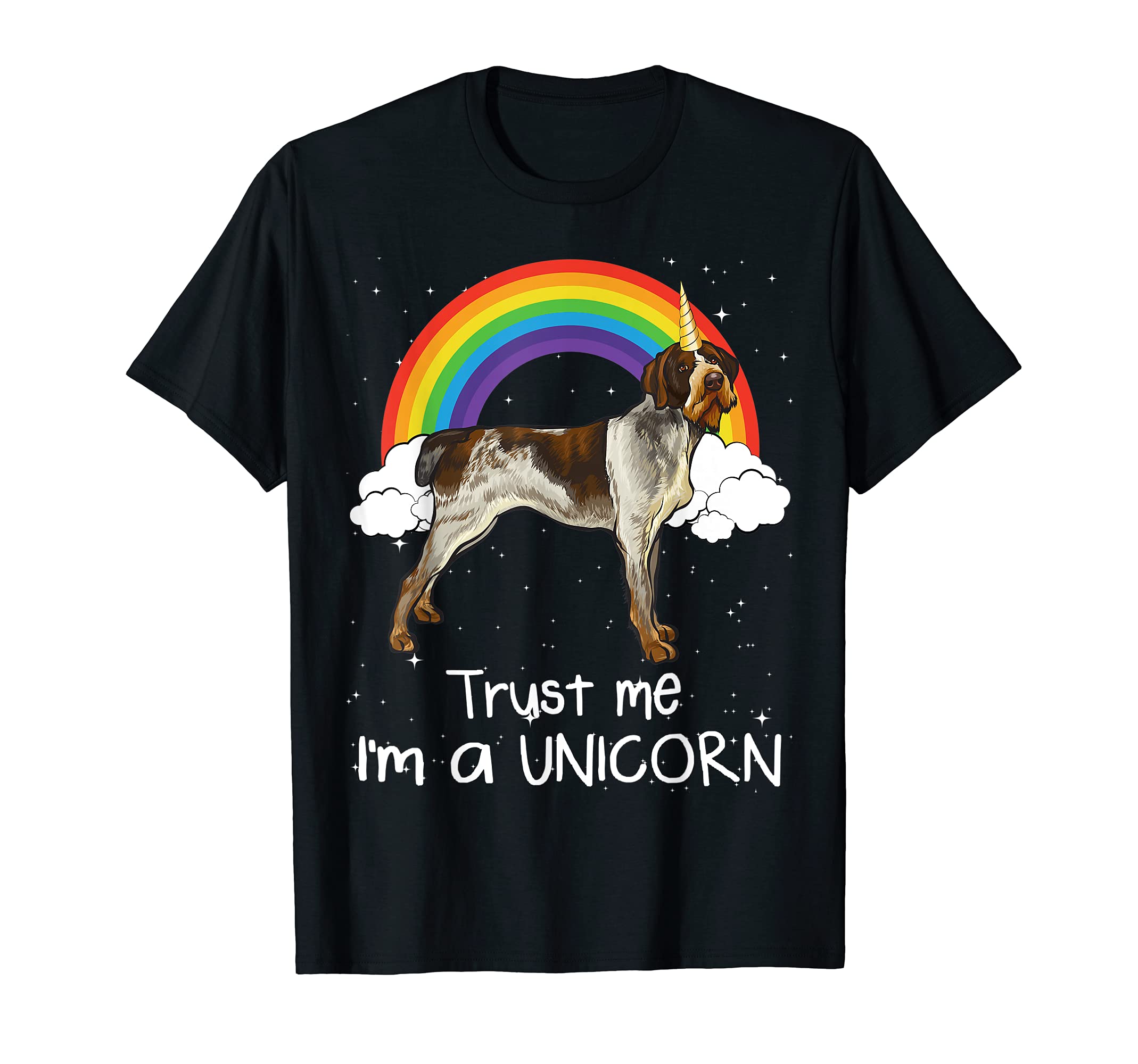 Rainbow German Wirehaired Pointer Trust Me I'm A Unicorn Dog T-Shirt