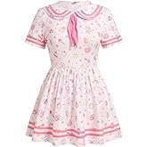 ABAFIP Women's One Piece Bodysuit Pajamas Romper Cute Short Sleeve Doll Collar Pjs Nightwear Rompers Dress