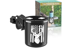 Huntury Cup Holder for Treestand Hunting, Easy Clamps On Tree Stand Or Climbing Sticks, Bottle Holder for Hunting, Tool-Free Installation, Tree Stand Accessories for Hunting, Hunting Gifts for Men