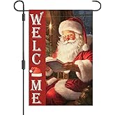 Welcome Christmas Garden Flag 12x18 Inch Double Sided Santa Claus Winter Flag Yard Lawn Garden Outdoor Festive Decor (welcome christmas)