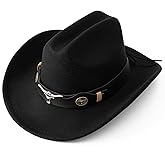 JOYEBUY Kids Wide Brim Western Cowboy Cowgirl Hat Boys Girls Felt Fedora Hats with Leather Buckle Blet