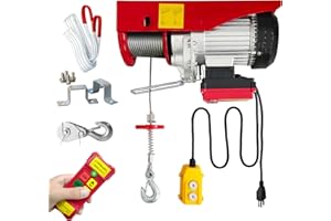 SENOTOYAR Electric Hoist 2 in 1,880lbs Electric Hoist Winch with 98ft Wireless Control&Wired Remote Control,110v Electric Hoist 59ft/29.5ft Lifting Height for Garage Warehouse Factory,Single/Double Slings