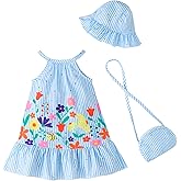 Renotemy Newborn Infant Baby Girl Floral Dress Summer Outfits Boho Casual Sundress Toddler Clothes for Girls with Hat and Bag