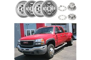 CITYHOT 4x 16inch Stainless Steel Dually Wheel Simulators, 8 Lug 4 Hand Hole Hubcaps Cover Fit for for 74-00 Chevy GMC 3500, 