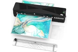 KEJECTOR Laminator Machine A4 with Laminating Sheets 30pcs, 9 Inch Thermal and Cold Laminator 8.5x11 with Paper Trimmer, 90s Quick Warm Up Laminator for Home Office School Use (Black a4)