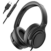 ADOOPE Wired Over-Ear Headphones with USB C Connector, Hi-Fi Stereo Sound, Noise-Isolating Ear Cups, Comfortable Fit for USB C Devices (No Bag, Black)