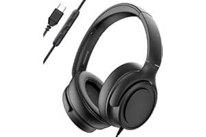 ADOOPE Wired Over-Ear Headphones with USB C Connector, Hi-Fi Stereo Sound, Noise-Isolating Ear Cups, Comfortable Fit for USB C Devices (No Bag, Black)