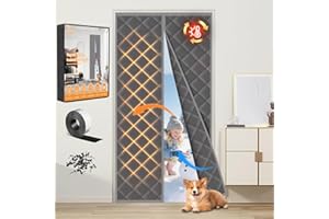 Digdram Magnetic Thermal Insulated Door Fits Door Size 36"x 82" Curtain Fit,Thicken Polyester Fiberfill & Thicker Oxford Fabric,Thicken Cotton Doorway Cover,Window Insulation Kit for Winter