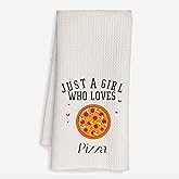 Mancheng-zi Just a Girl Who Loves Pizza Kitchen Towels, Pizza Gifts for Pizza Lovers Girls Women, Gifts for Pizza Lovers Dish Towels for Pizza Shop Kitchen, Pizza Themed Gifts, 16x24 Inches