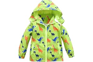 HZXVic Toddler Boys Raincoat Waterproof,Lightweight Kids Rain Poncho Jacket Windbreaker Outwear Coat