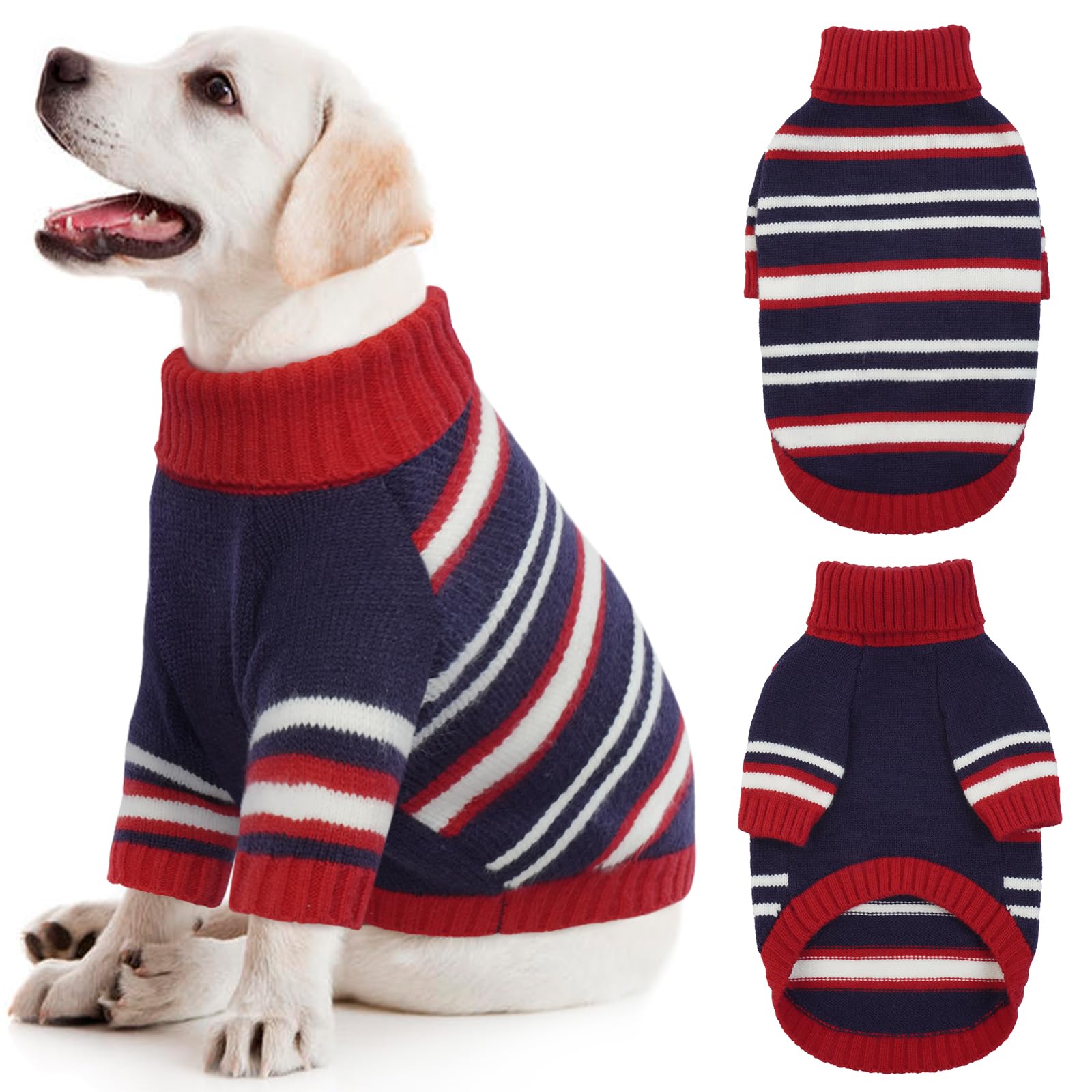 Kuoser XL Dog Jumper, Large Sweater Warm, Knitted Pullover Christmas, Winter Clothes for Large Dogs, Turtleneck Fleece Coat Soft Sweatshirt, Pet Christmas Outfit